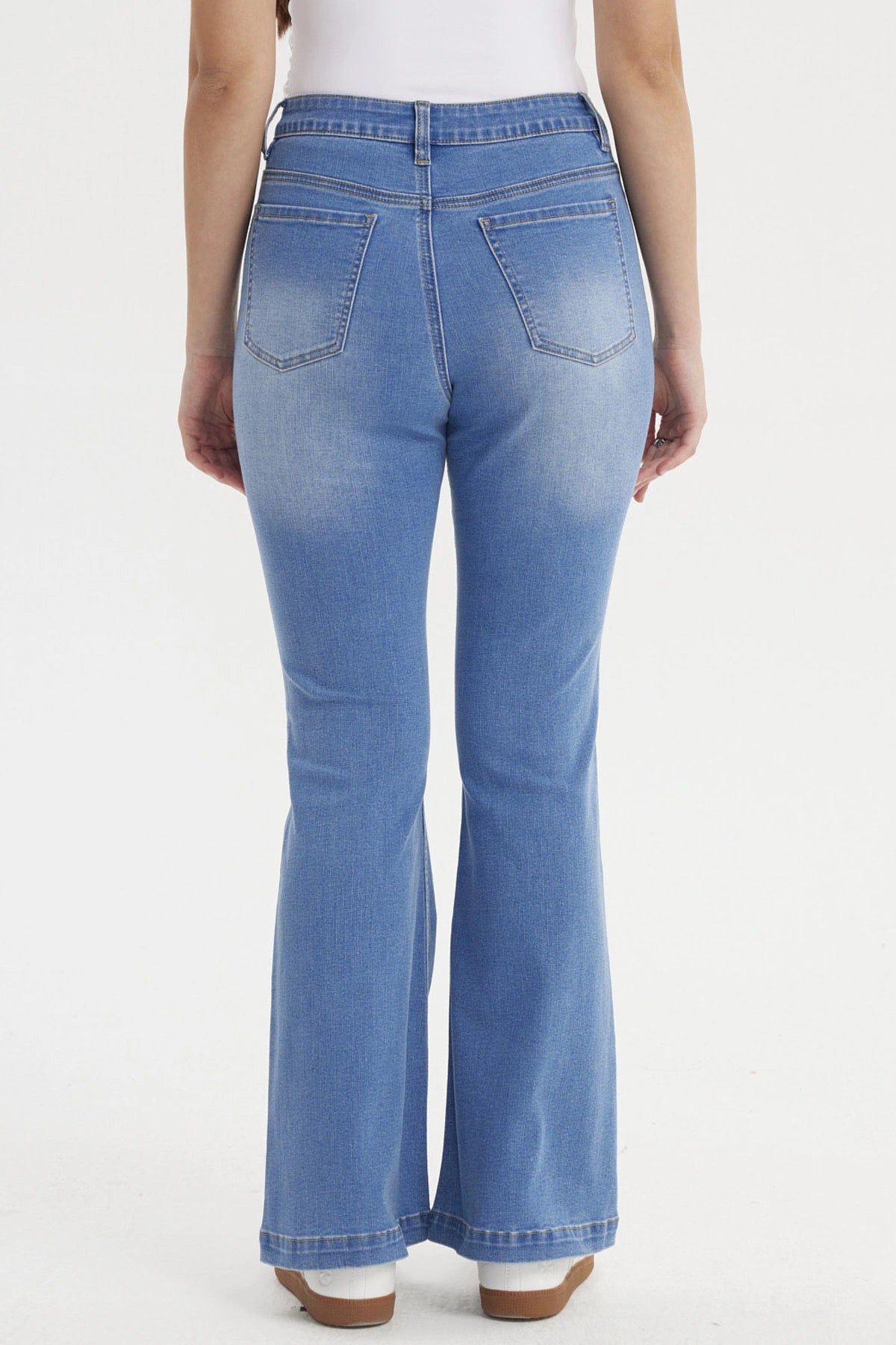 Jeans Mujer Flare Bolsiillos Azul
