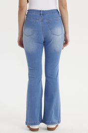 Jeans Mujer Flare Bolsiillos Azul