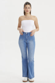 Jeans Mujer Flare Bolsiillos Azul