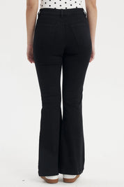 Jeans Mujer Flare Bolsiillos Negro
