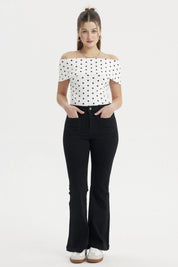 Jeans Mujer Flare Bolsiillos Negro