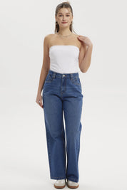 Jeans Mujer Calce Recto Azul