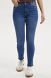 Jeans super skinny azul para mujer sin estampa de corte ajustado y cinco bolsillos visibles