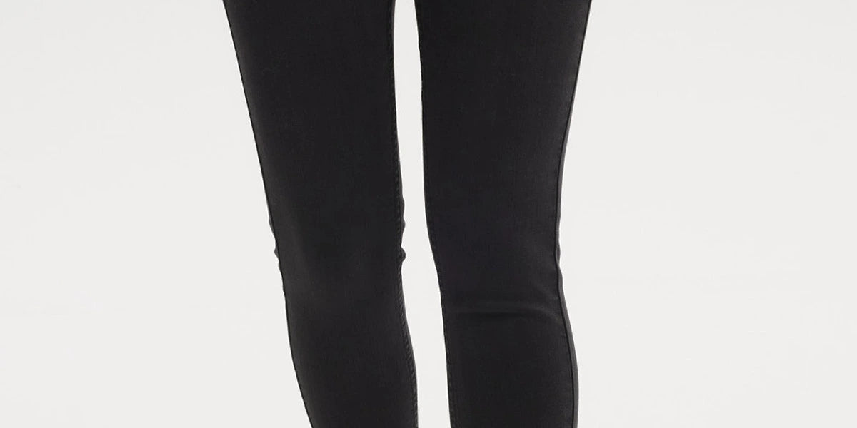 Jeans super skinny negro mujer con diseño liso corte ajustado y cintura alta