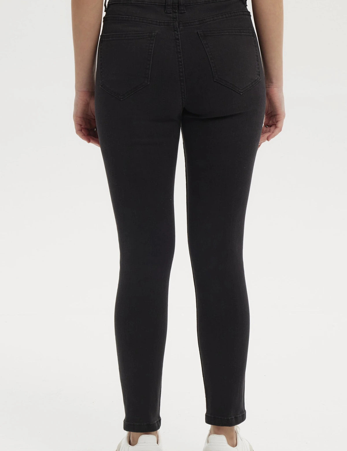 Jeans super skinny negro mujer con diseño liso corte ajustado y cintura alta