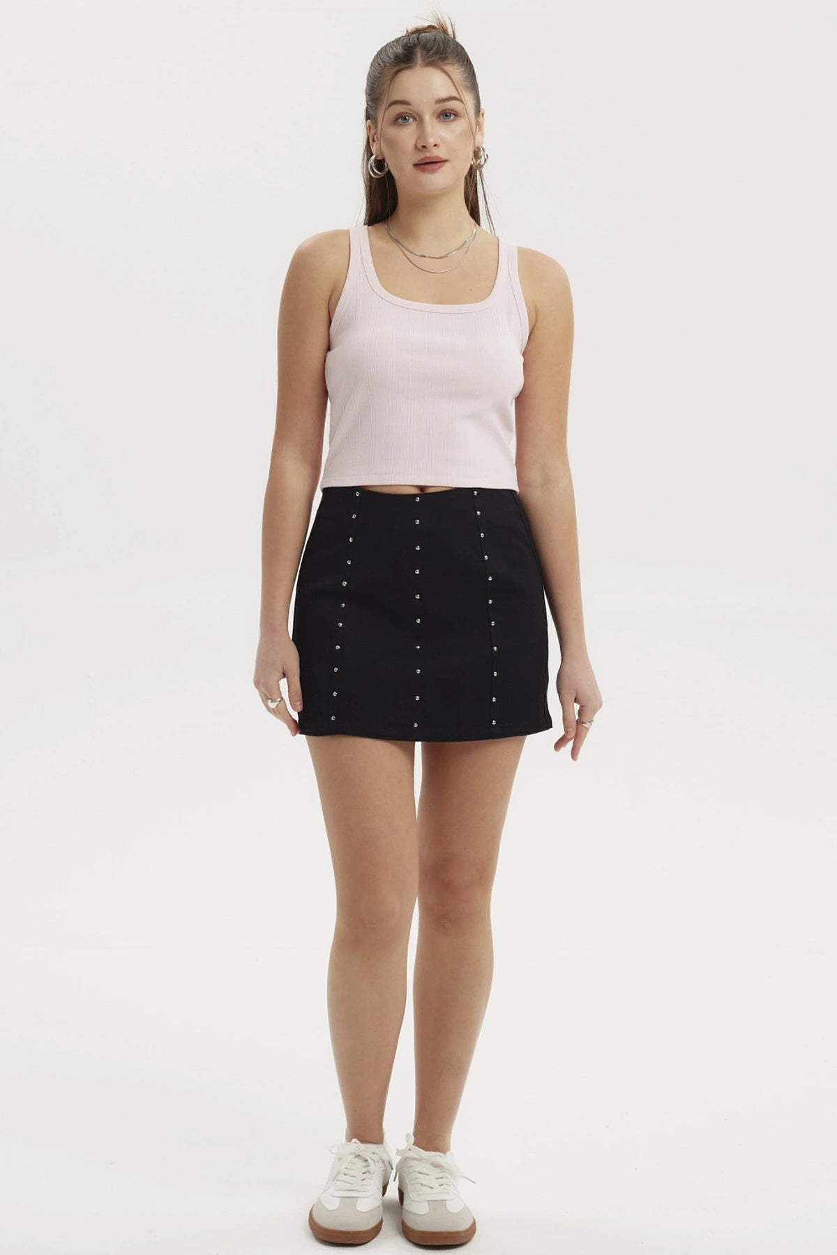 Falda Mujer Remaches Negro