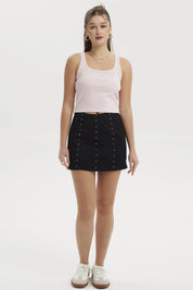 Falda Mujer Remaches Negro