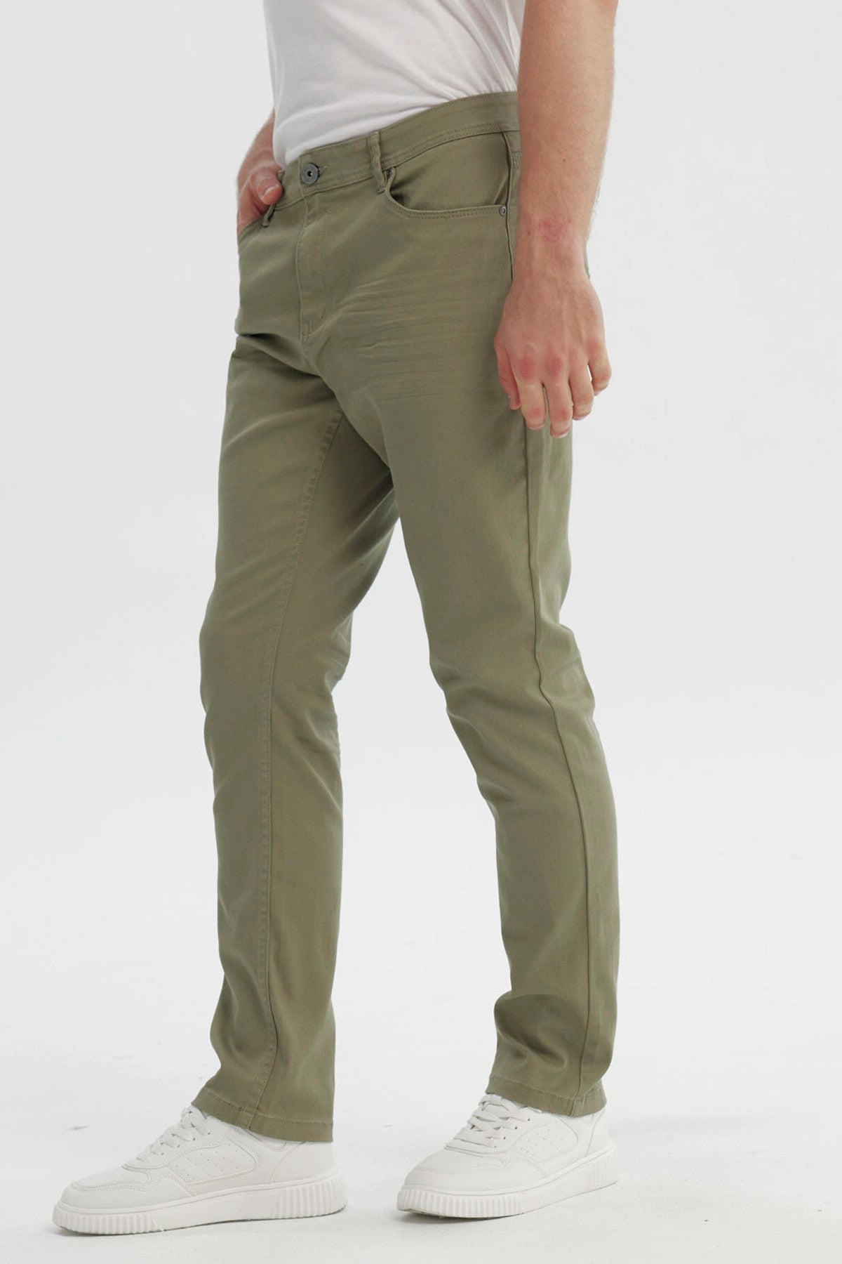 Jeans Hombre Slim Verde Militar
