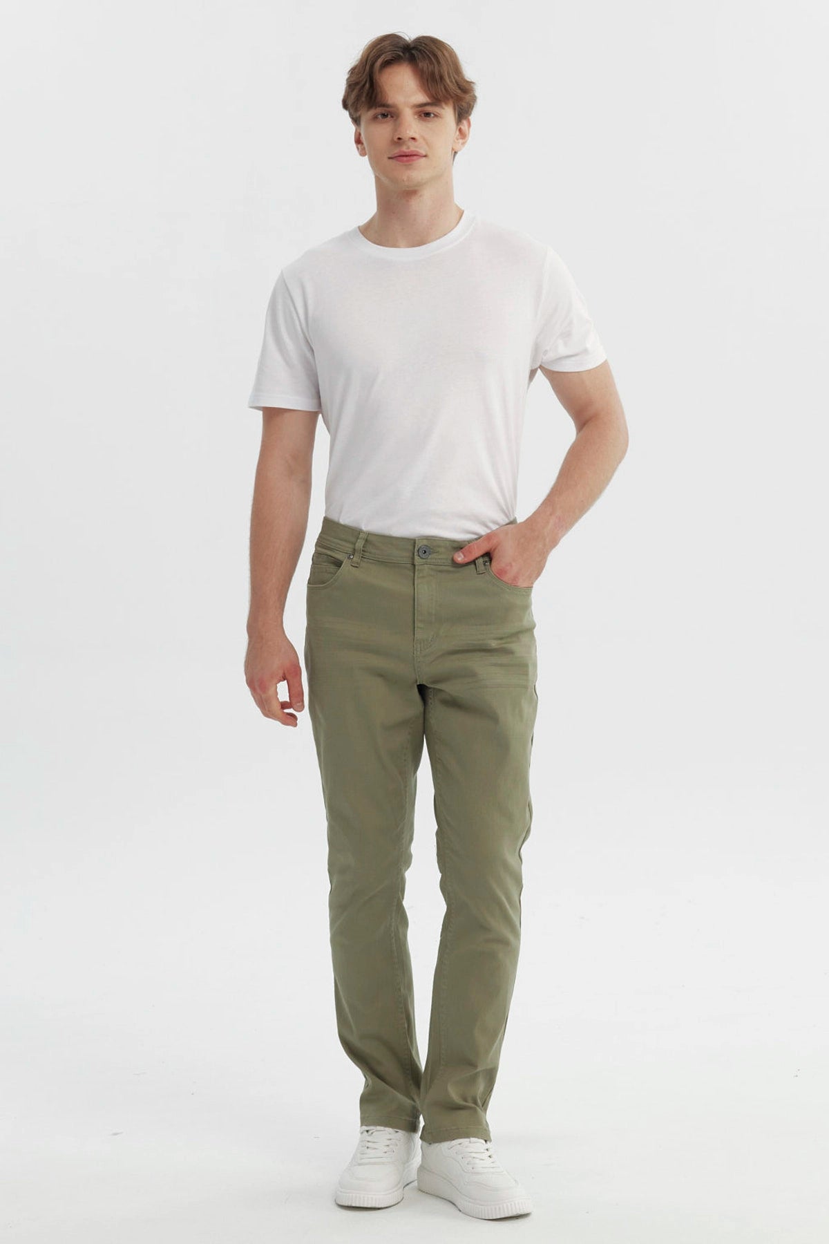 Jeans Hombre Slim Verde Militar