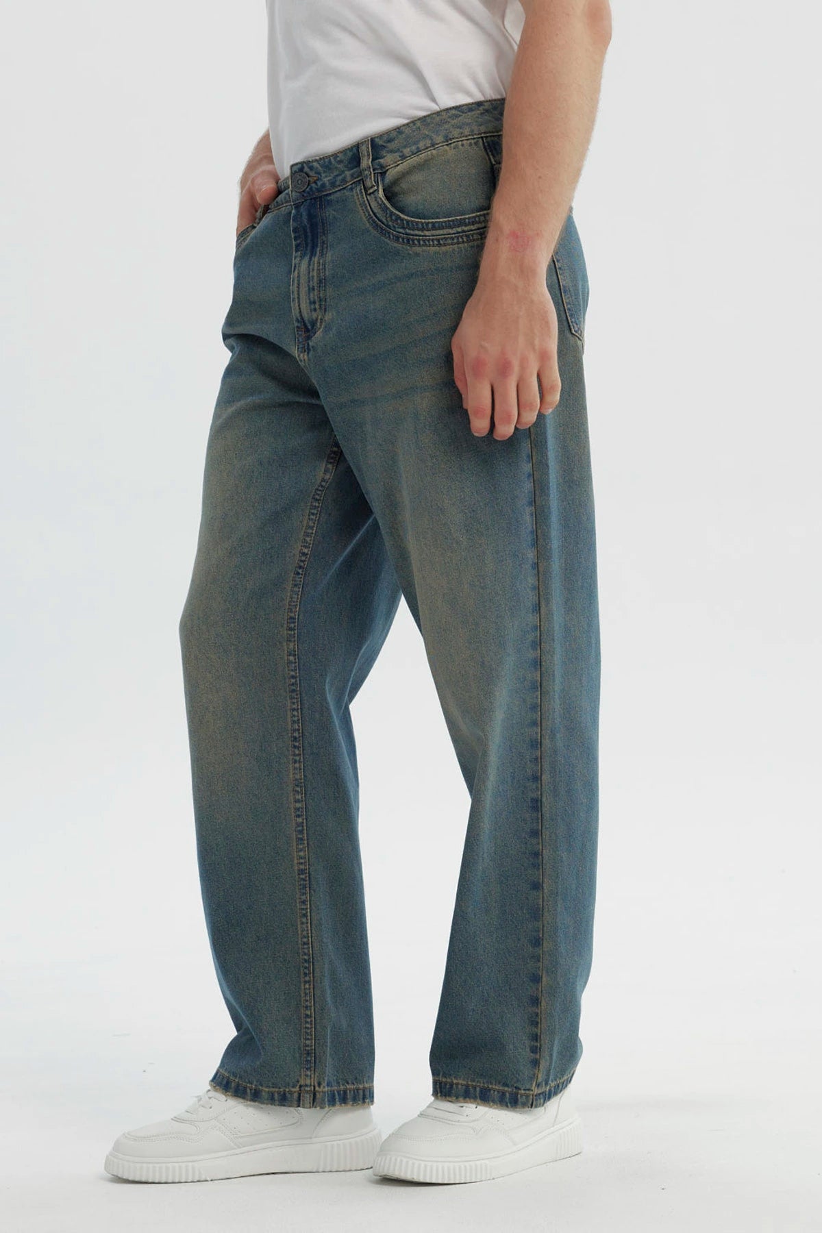 Jeans Hombre Straight Azul Retro
