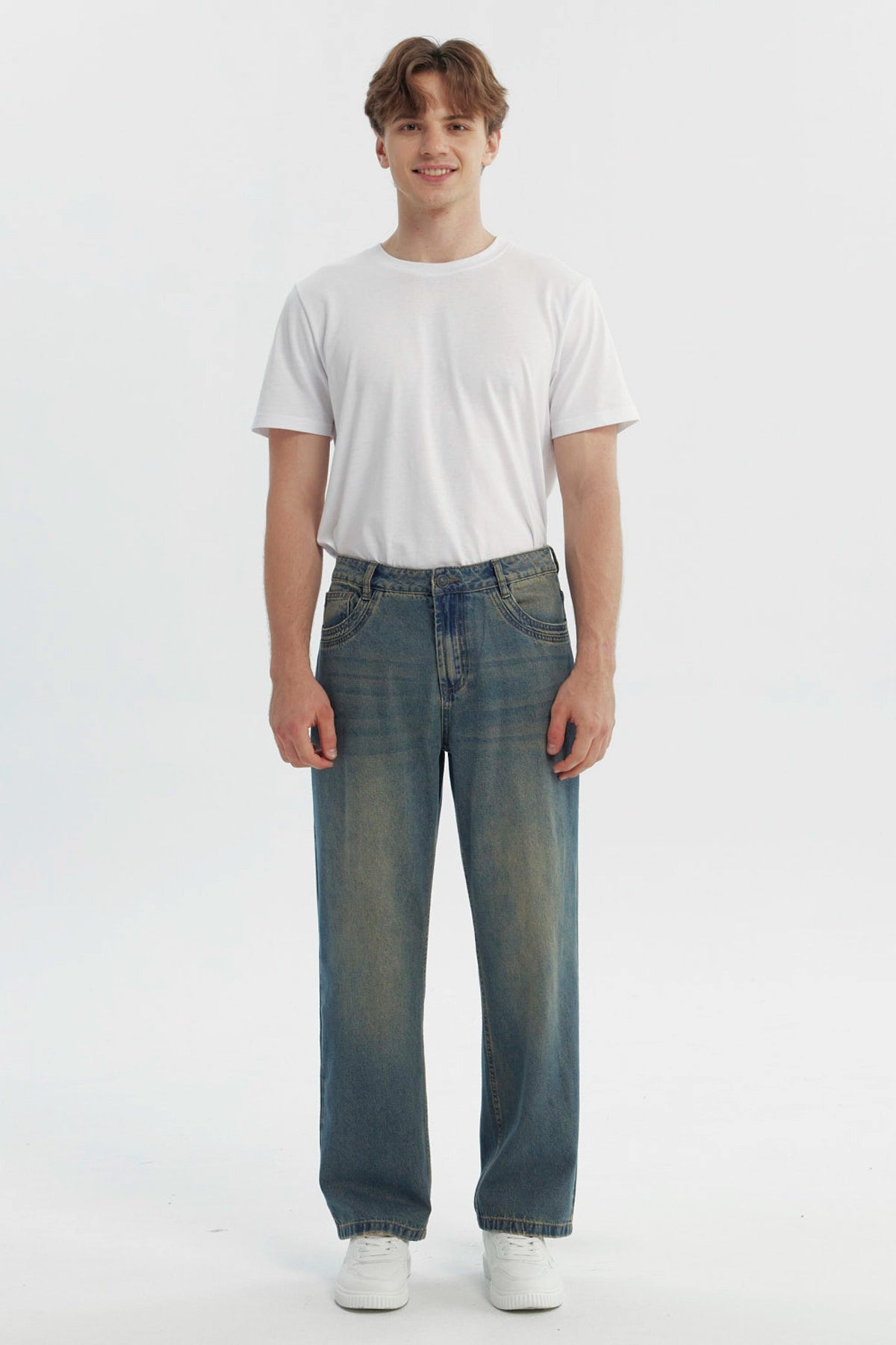Jeans Hombre Straight Azul Retro