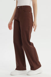 Jeans Mujer Calce Recto Marron