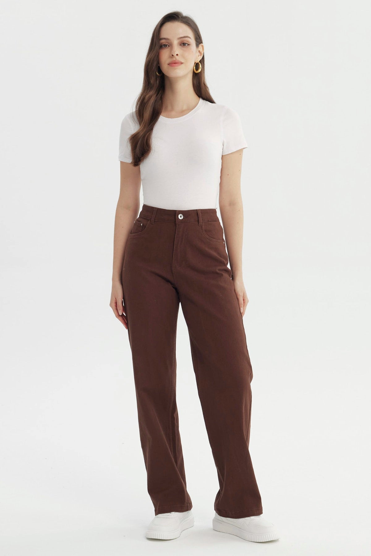 Jeans Mujer Calce Recto Marron
