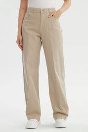 Jeans Mujer Calce Recto Beige