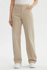 Jeans Calce Recto Mujer Beige