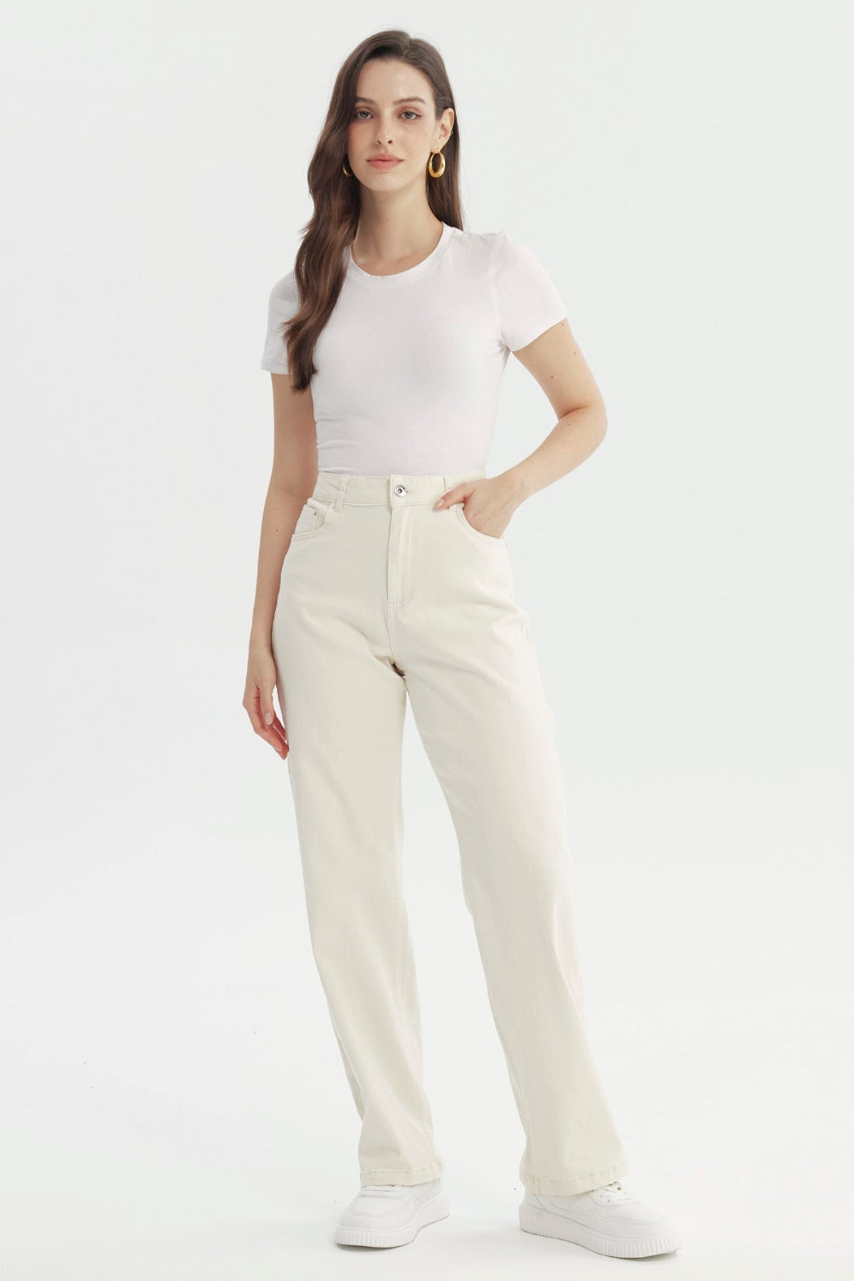 Jeans Mujer Calce Recto Crudo