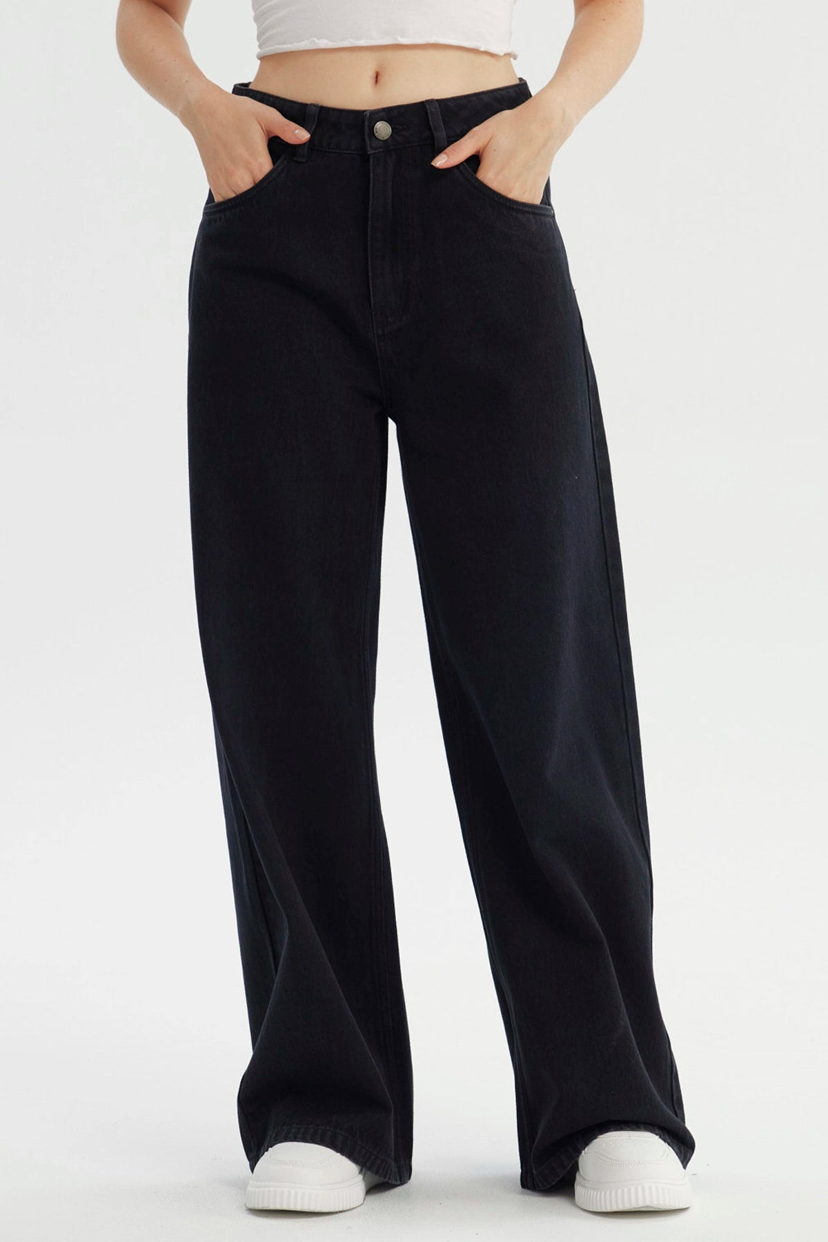 Jeans Mujer Wide Leg Negro