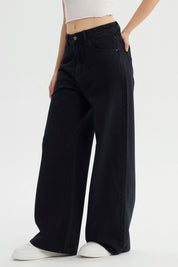 Jeans Mujer Wide Leg Negro