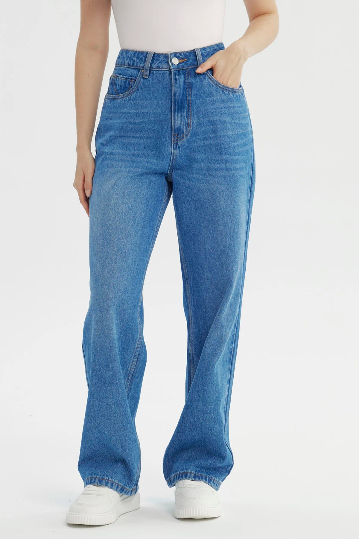 Jeans Mujer Calce Recto Azul