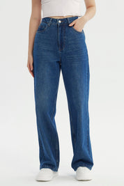 Jeans Mujer Calce Recto Azul Oscuro