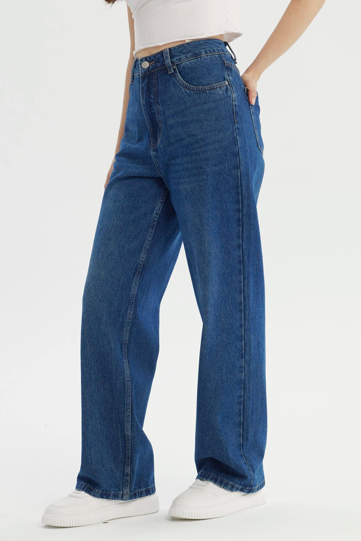 Jeans Mujer Calce Recto Azul Oscuro