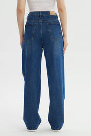 Jeans Mujer Calce Recto Azul Oscuro