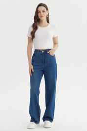 Jeans Mujer Calce Recto Azul Oscuro