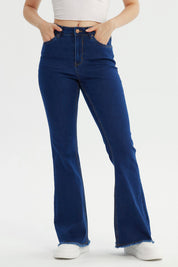 Jeans Mujer Flare Azul Oscuro