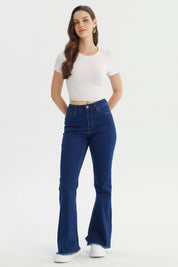 Jeans Mujer Flare Azul Oscuro