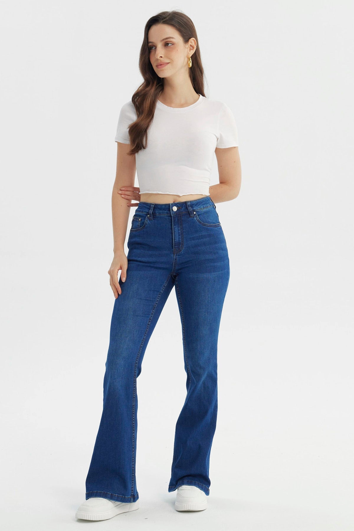 Jeans Mujer Flare Azul Oscuro