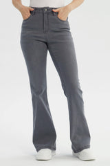 Jeans Flare Mujer Gris Oscuro