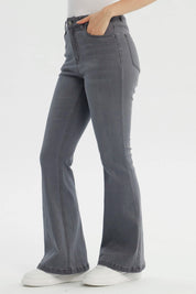 Jeans Mujer Flare Gris Oscuro