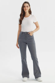 Jeans Mujer Flare Gris Oscuro