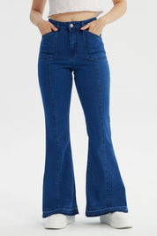 Jeans Mujer Flare Azul Oscuro