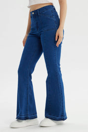 Jeans Mujer Flare Azul Oscuro