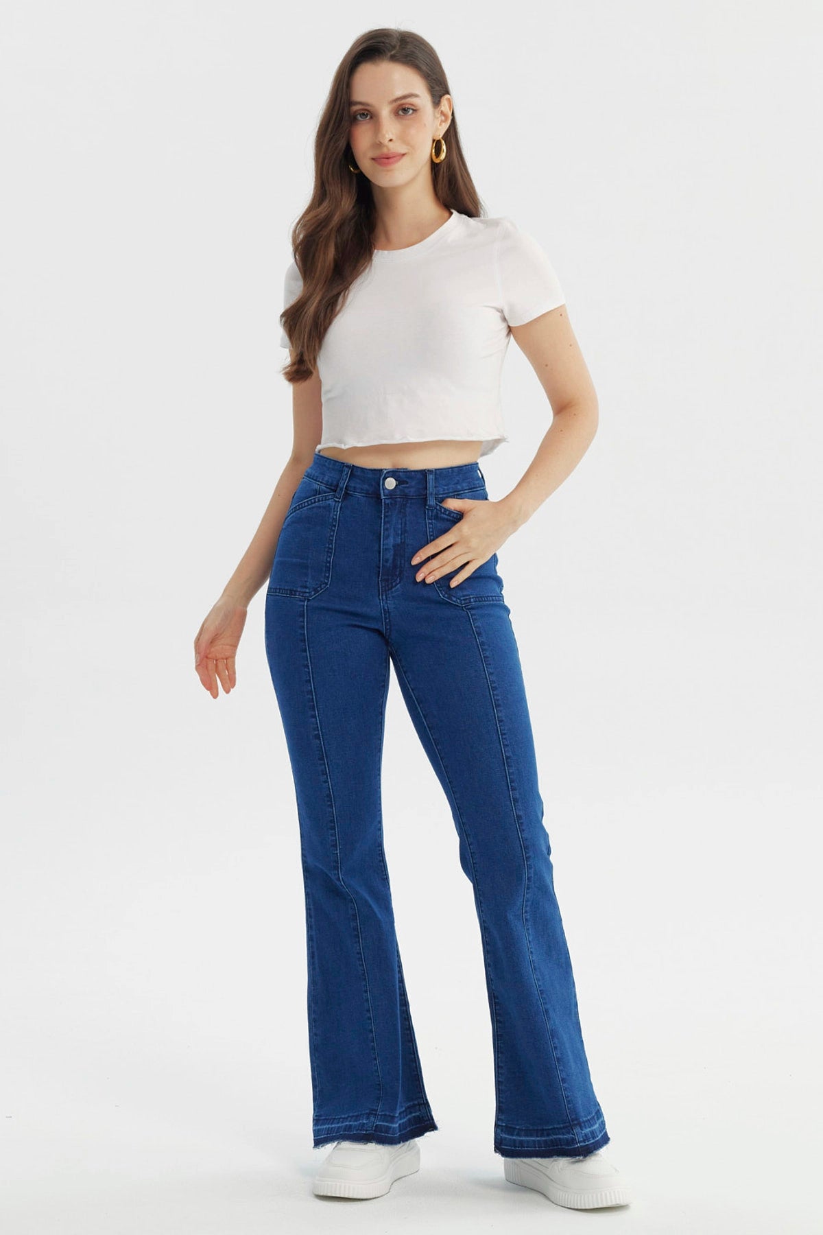 Jeans Mujer Flare Azul Oscuro