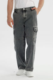 Jeans Hombre Baggy Gris Claro
