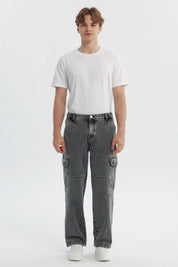 Jeans Hombre Baggy Gris Claro