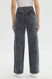 Jeans Mujer Calce Recto Gris Oscuro