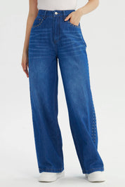 Jeans Mujer Baggy Azul Oscuro