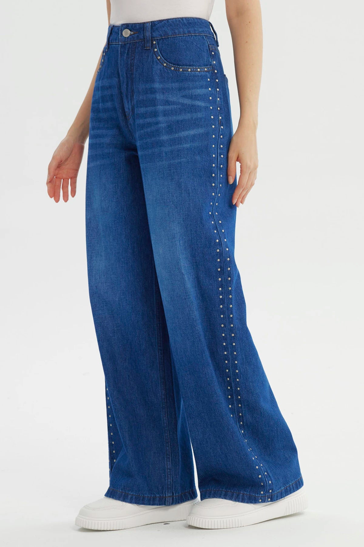 Jeans Mujer Baggy Azul Oscuro