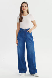 Jeans Mujer Baggy Azul Oscuro