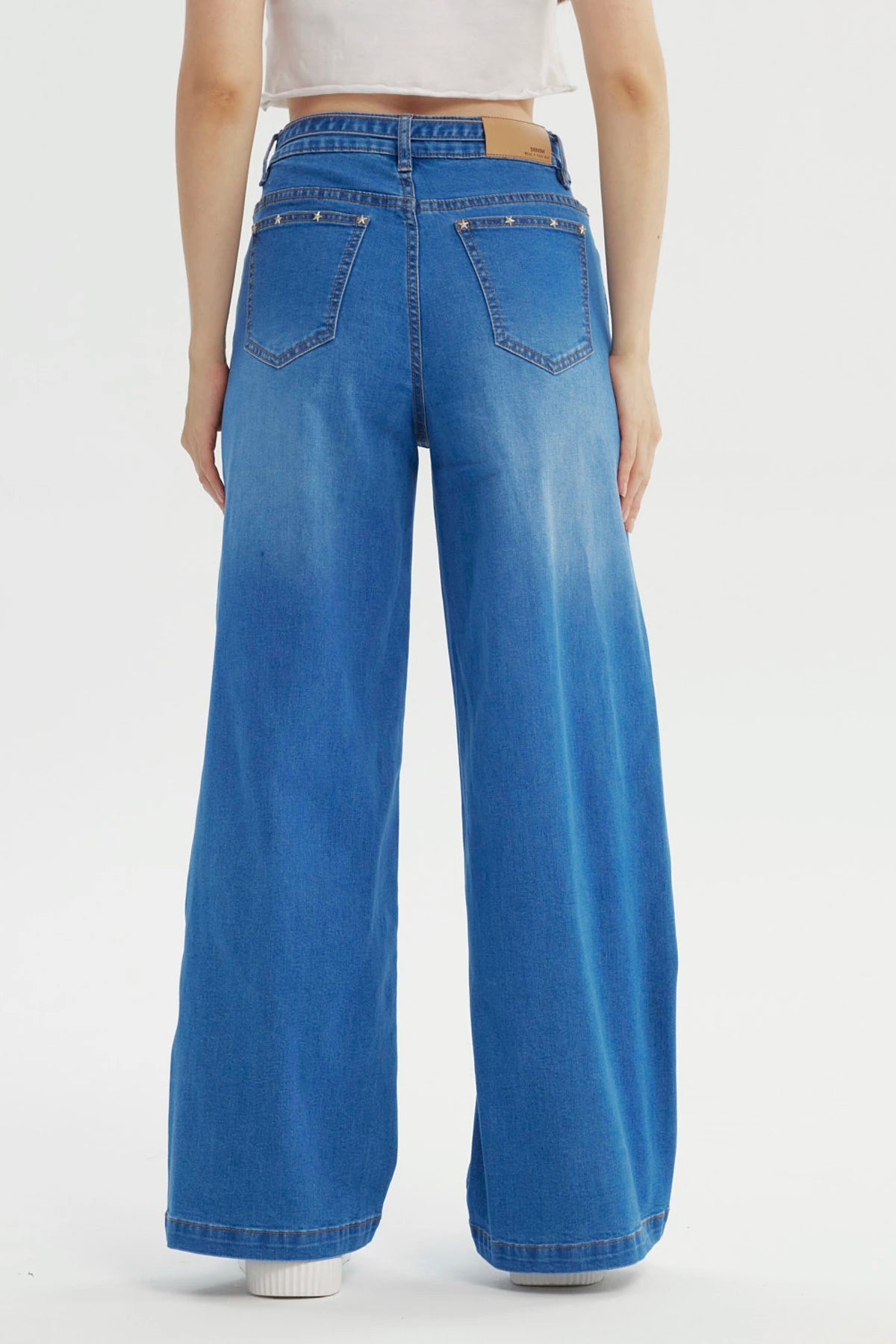 Jeans Mujer Moda Wide Leg Azul