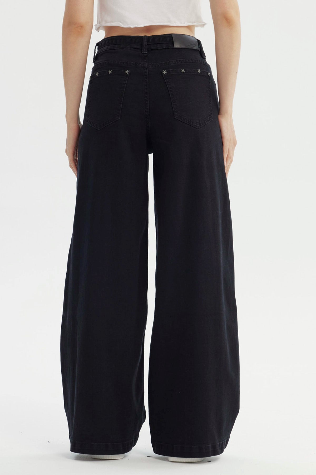 Jeans Mujer Moda Wide Leg Negro