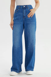 Jeans Mujer Moda Wide Leg Azul