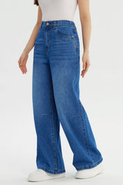 Jeans Mujer Moda Wide Leg Azul