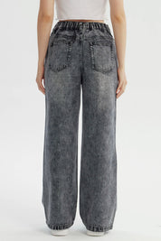 Jeans Mujer Moda Wide Leg Gris