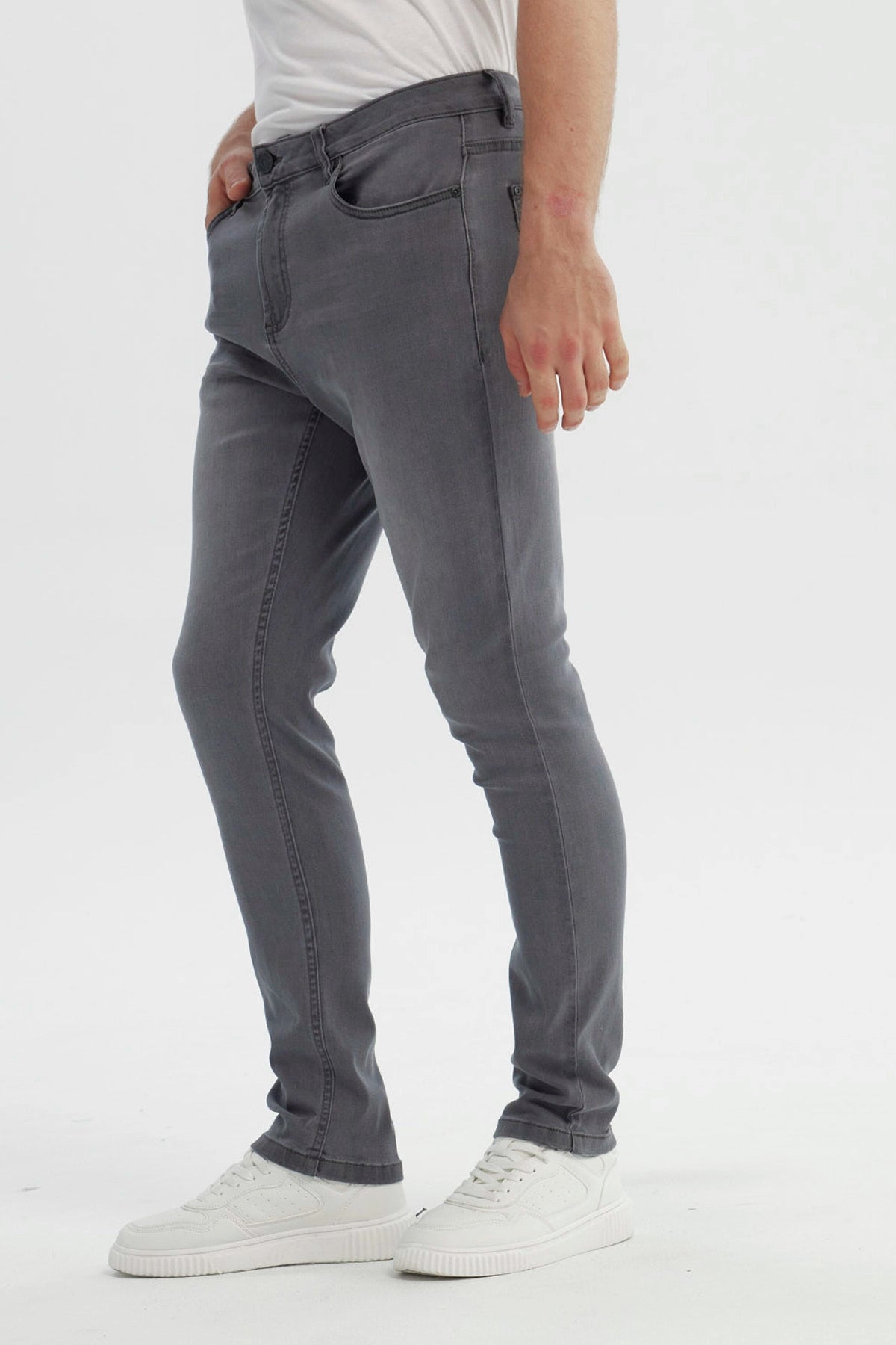 Jeans Hombre Skinny Gris Oscuro