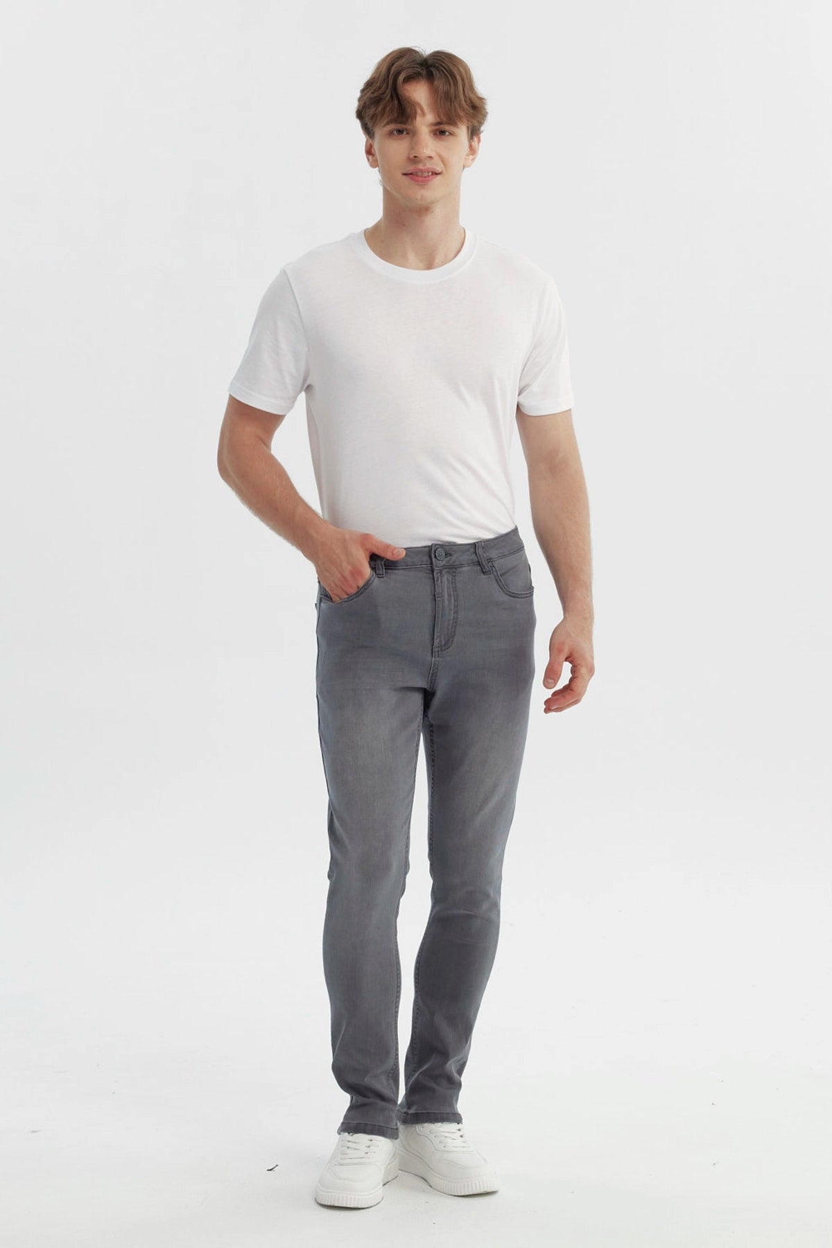 Jeans Hombre Skinny Gris Oscuro