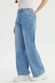 Jeans Mujer Calce Recto Azul Claro